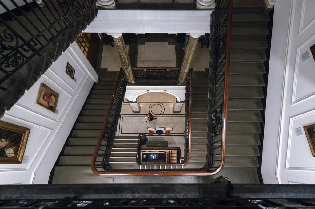View of the Academy stairwell from the top floor