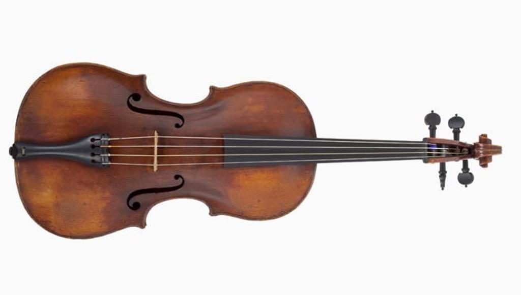 A violin from the Museum's Becket Collection. Image taken from above.