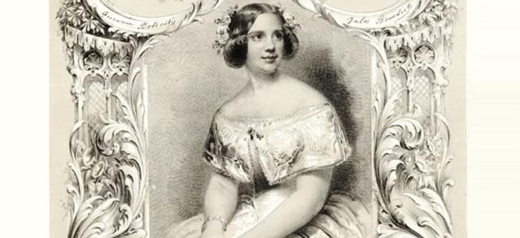 Illustrated portrait of Jenny Lind, black and white