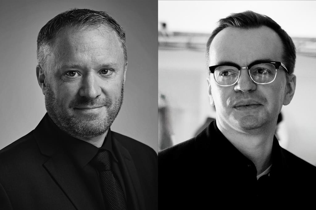 Two images side-by-side: a headshot of Colin Currie and a headshot of Gareth Coker