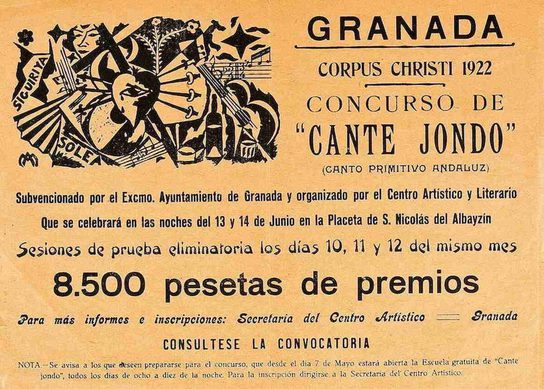 Advert for Cante Jondo contest 1922