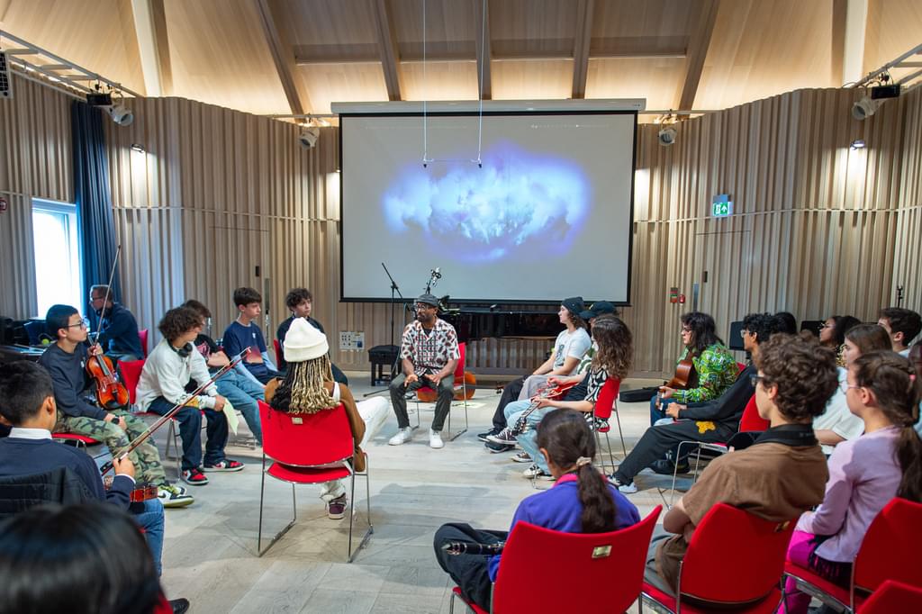 Image of Alexis French leading a composition masterclass at the Academy