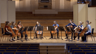 A string octet perform in the Duke's Hall