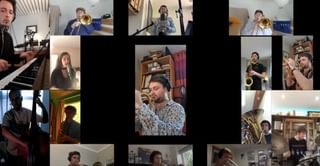 A montage of big band students performing from home during lockdown
