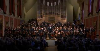 Ed Gardner and the Academy Symphony Orchestra bow to a packed Duke's Hall