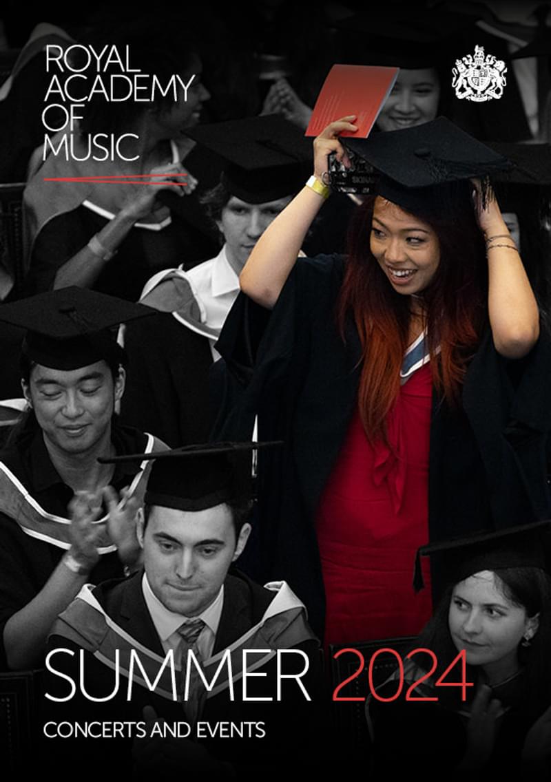 A decorative image of a student tipping their hat at graduation. The student in focus is displayed in full colour, against a background of graduates in black and white