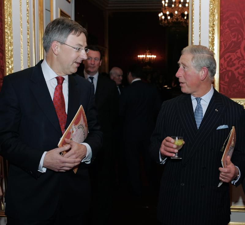 King Charles accompanied by Jonathan Freeman-Attwood