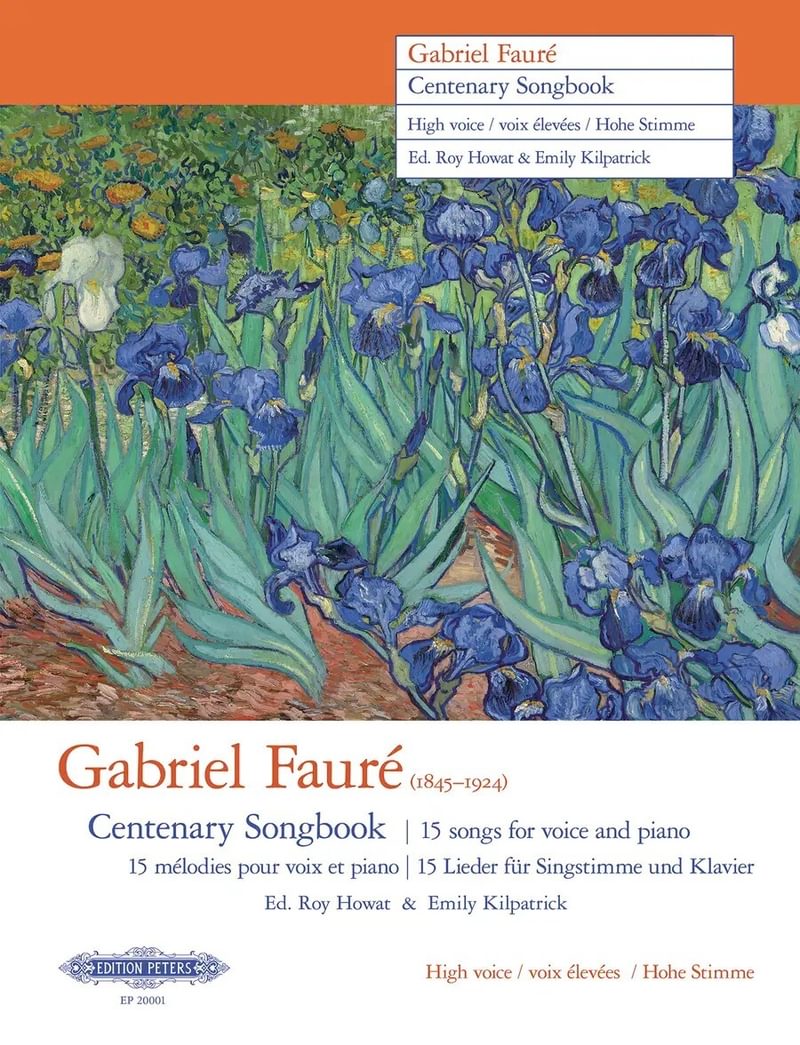 A book cover showing a painting of purple flowers on green stems with an orange heading and title.
