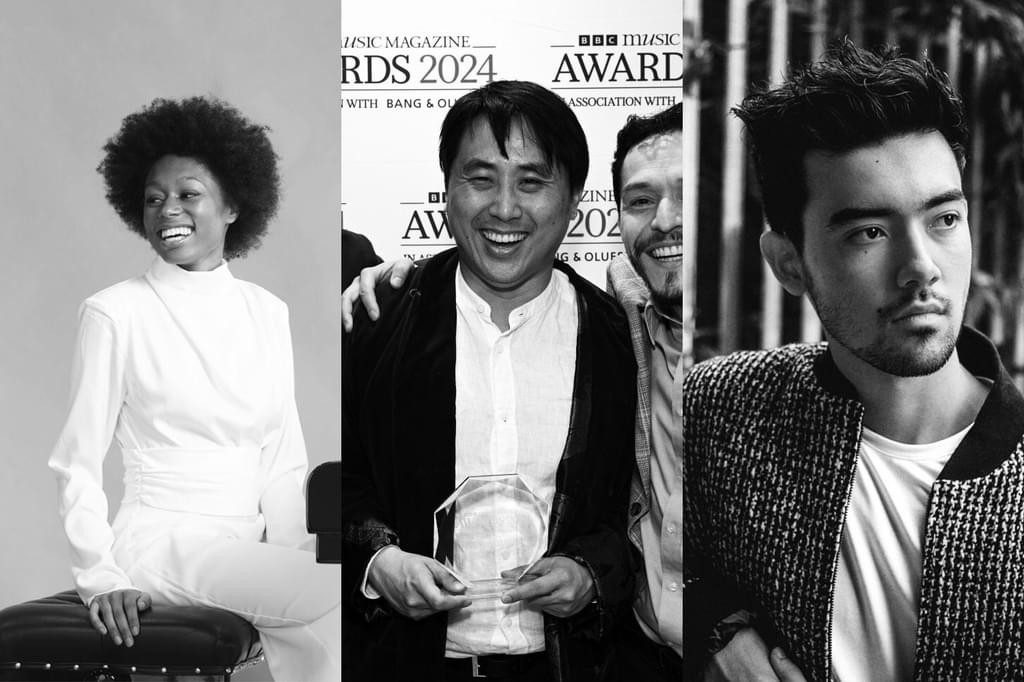 Montage of Isata Kanneh-Mason, George Fu, Harry Rylance