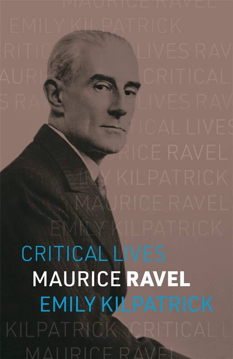Cover image of Emily Kilpatrick's biography of the Ravel: Black and white profile of Maurice Ravel looking to camera