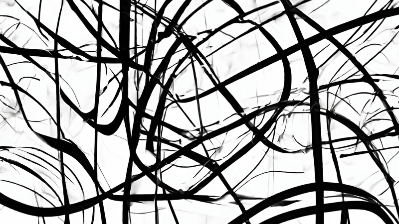 Back and white abstract image - black curved meshed lines on a white background