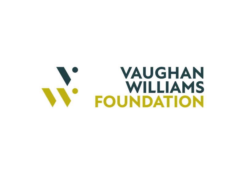 The logo for the Vaughan Williams Foundation - black and green words and initials on a white background.