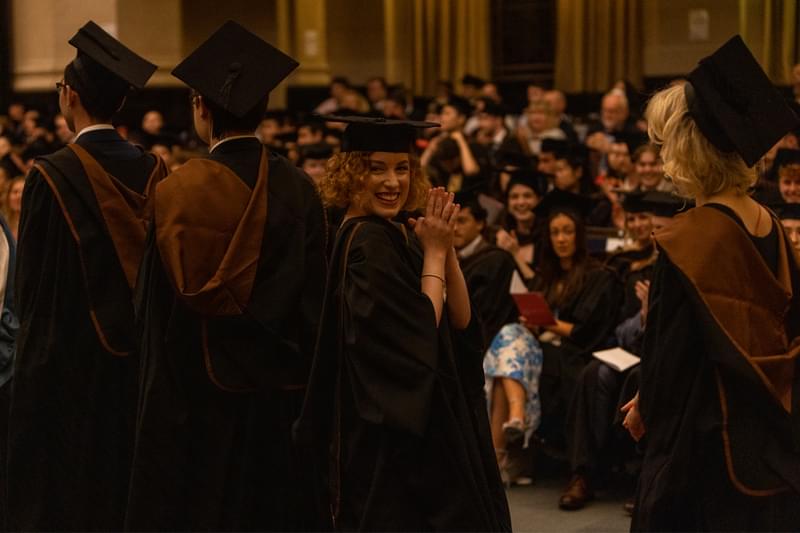 A hall with a graduation ceremony taking place