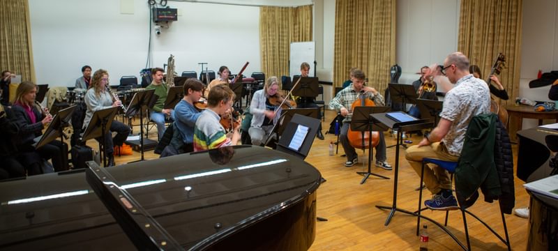 The Riot ensemble in rehearsal